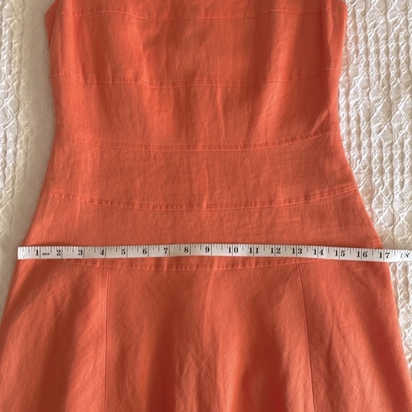 J. PETERMAN Linen Midi Dress Orange Sleeveless Retro Women's Sz 0 XS - Picture 14 of 15
